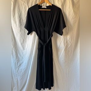 Like New Urban Outfitters Ribbed Black Kimono Style Deep V Dress #goth